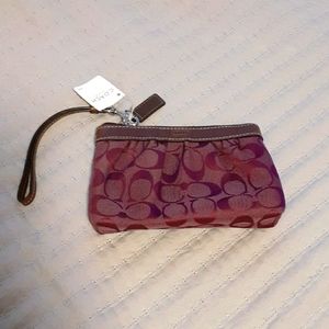 New Coach Wristlet Purple & Brown